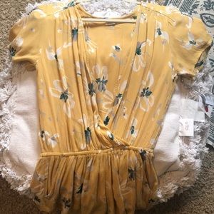 Dark yellow floral romper